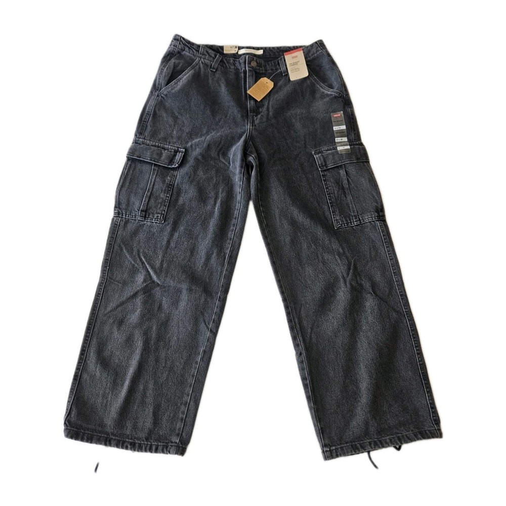 NWT Women's Levi's '94 Baggy Cargos Charcoal Drawstring Ankle Utility Pants 31